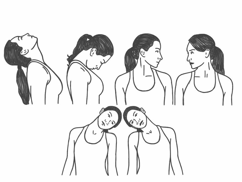 Das Durchführen einer Reihe von Kopfneigungen beugt einer zervikalen Osteochondrose vor